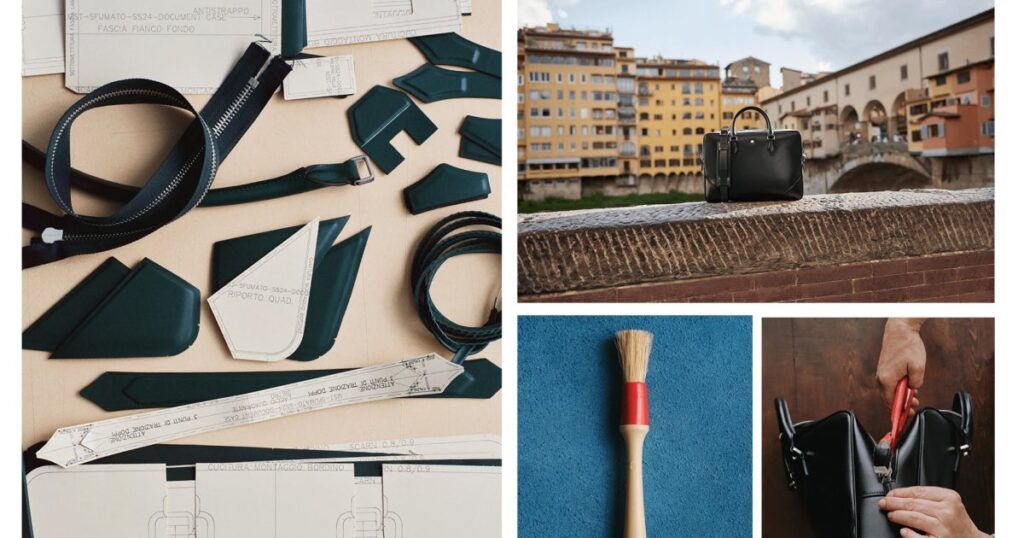 Montblanc leather goods heritage display featuring vintage craftsmanship from 1920s Germany