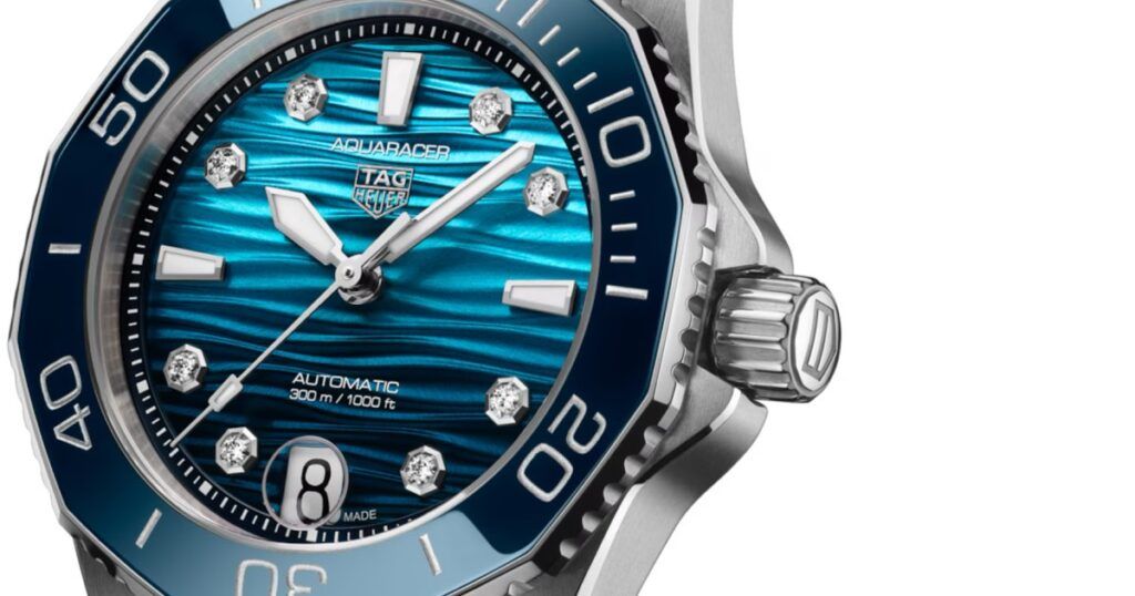 TAG Heuer Aquaracer Professional 300 luxury dive watch showcasing angular design and refined dial
