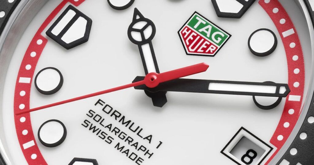 TAG Heuer Formula 1 Solargraph 38mm solar-powered racing watch on display