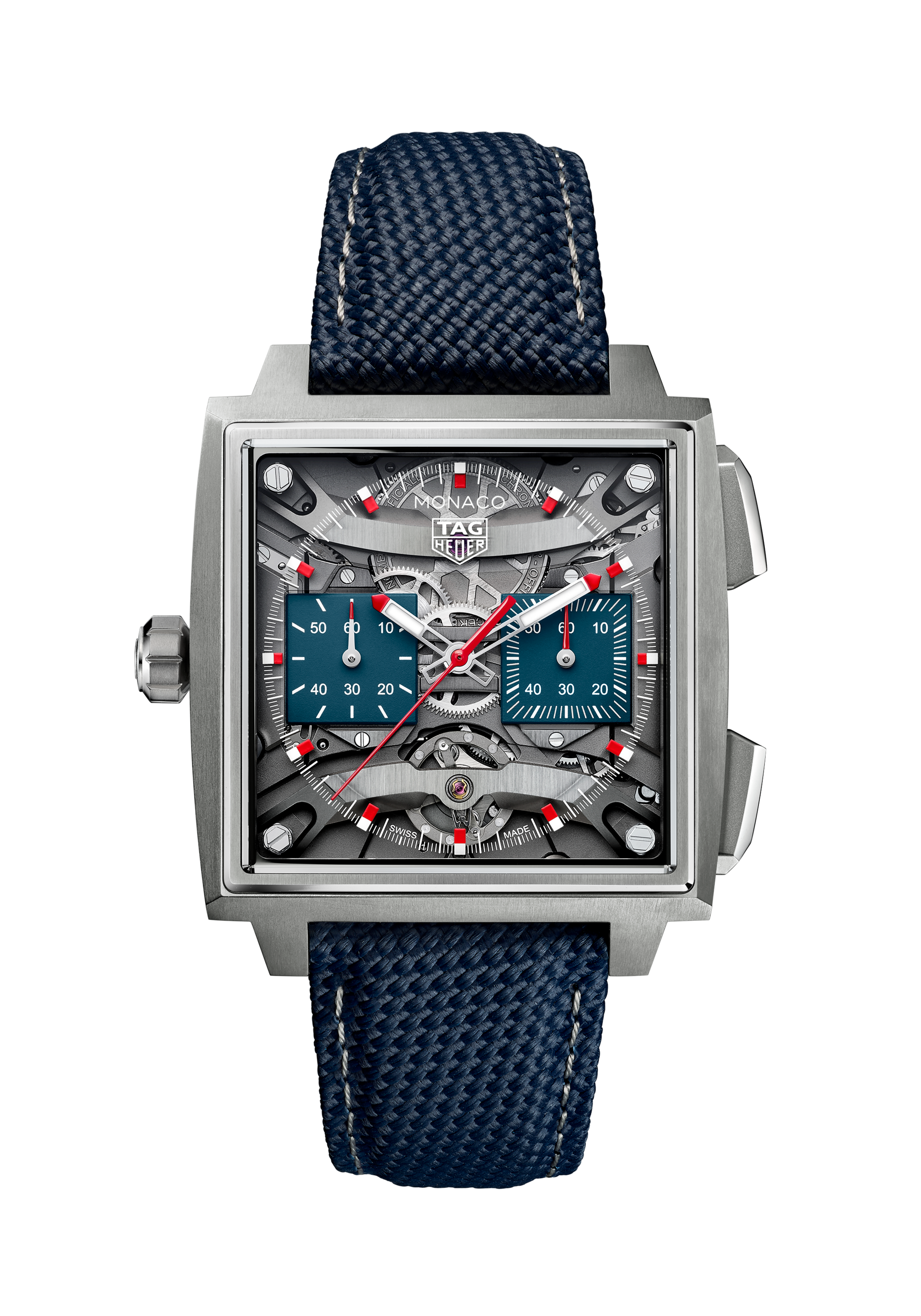 TAG Heuer Monaco Evergraph CEW5180.FT8122 titanium DLC 40mm with black DLC-coated bridges and red accents