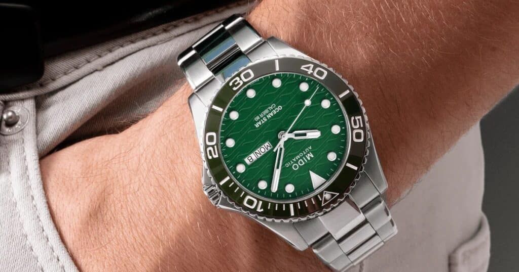 Mido Ocean Star vintage dive watch showcasing heritage design and water resistance