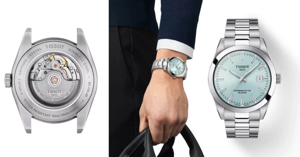 Luxury Tissot watch showcasing premium materials including gold, titanium and sapphire crystal