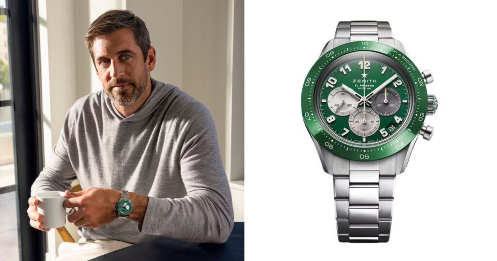 Aaron Rodgers sporting Zenith watch - NFL quarterback luxury timepiece