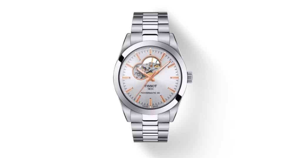 Tissot Gentleman Powermatic 80 Open Heart luxury automatic watch with visible movement