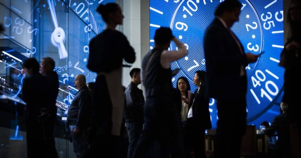 Watches and Wonders Geneva 2025 exhibition hall featuring luxury watchmaking brands