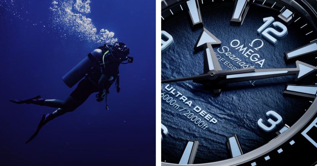 Omega Seamaster Planet Ocean dive watch with helium escape valve and rotating bezel