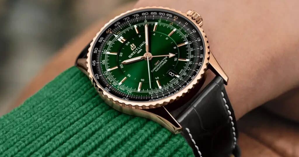 Breitling Navitimer aviation watch with iconic slide rule bezel and chronograph features