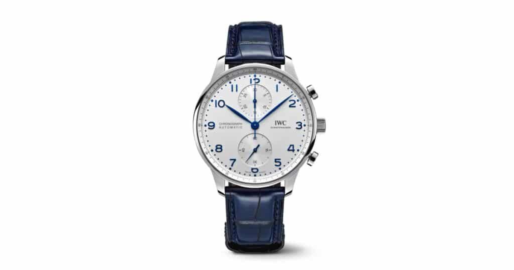 IWC Portugieser Chronograph luxury watch worn by Captain America actors Chris Evans and Anthony Mackie