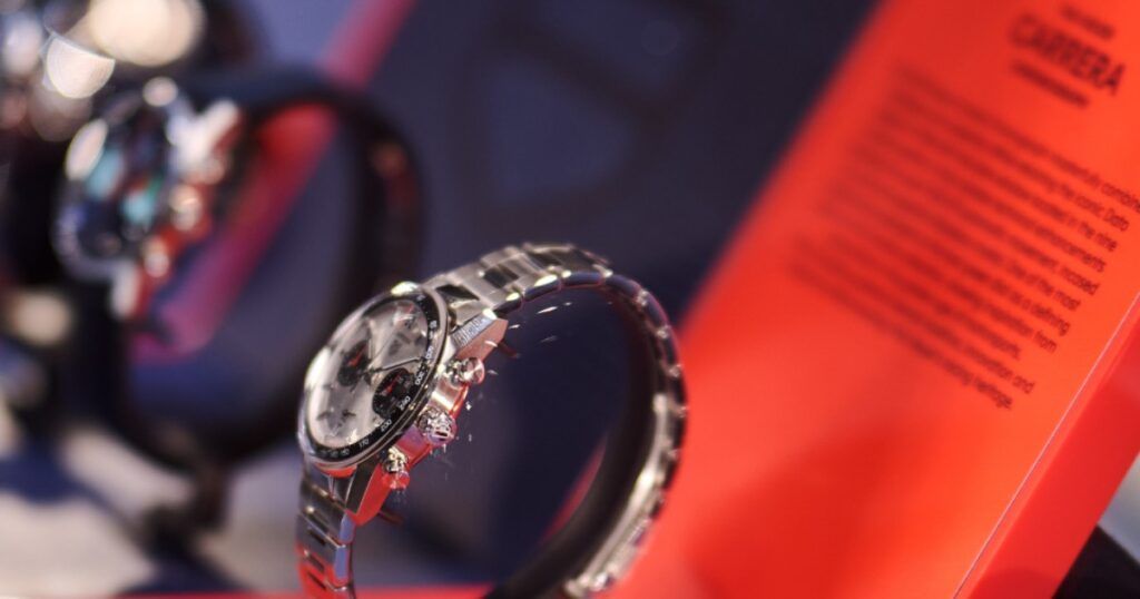 TAG Heuer luxury watches displayed at La Maison Monaco boutique for racing enthusiasts