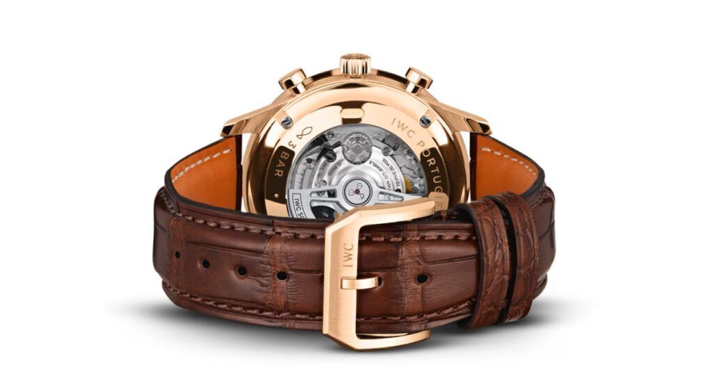 IWC Portugieser Chronograph close-up showcasing minimalist dial design and sophisticated craftsmanship