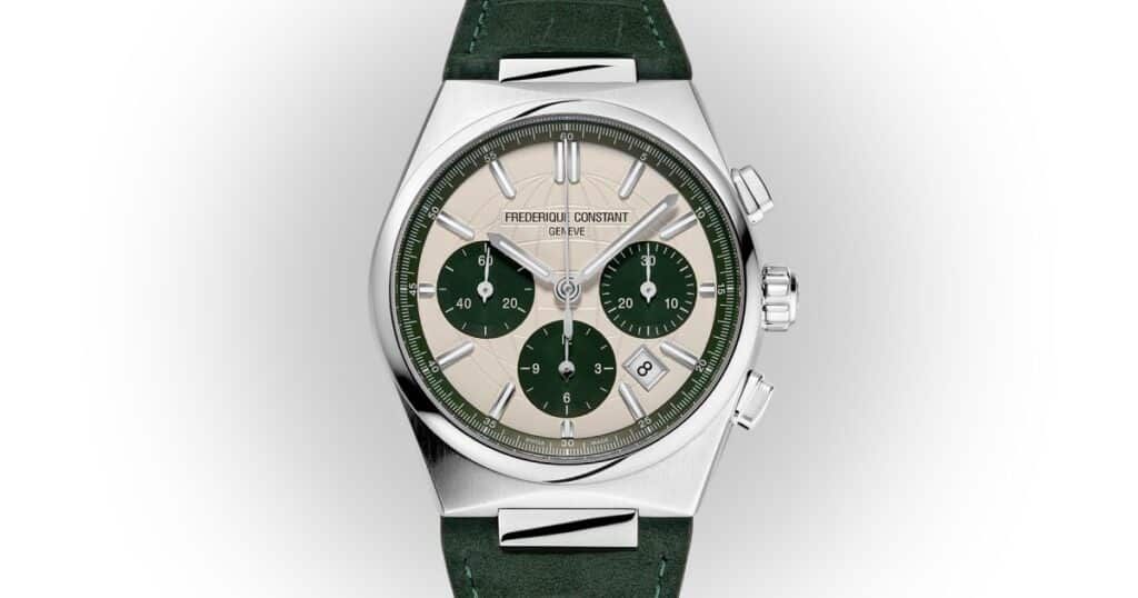 Frédérique Constant Heart Beat watch with visible balance wheel aperture on dial