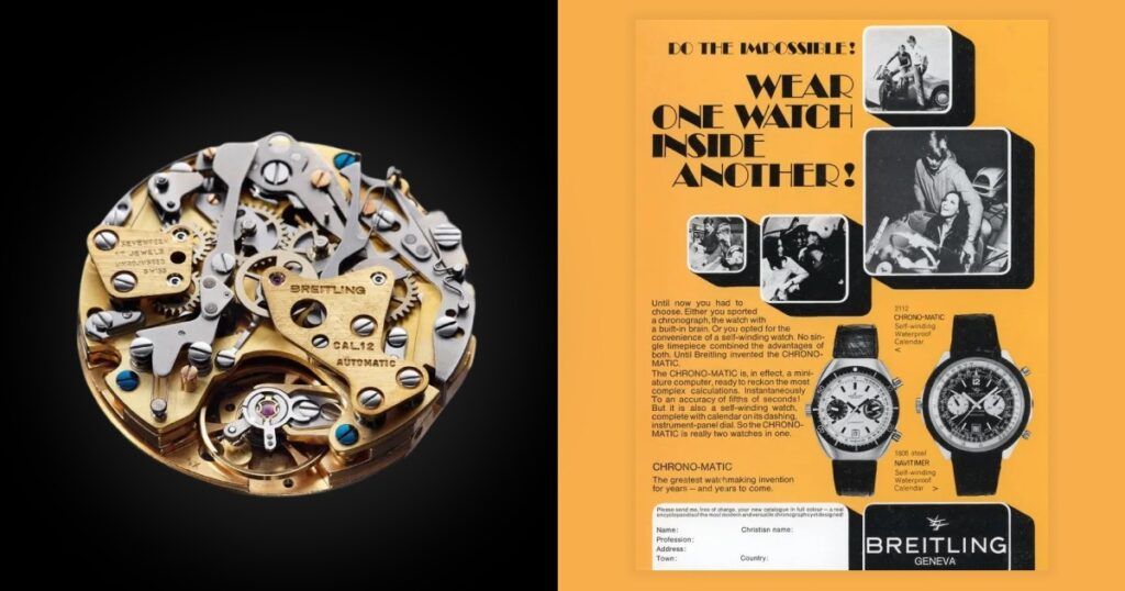 Breitling Caliber 11 automatic chronograph movement luxury watch mechanism close-up