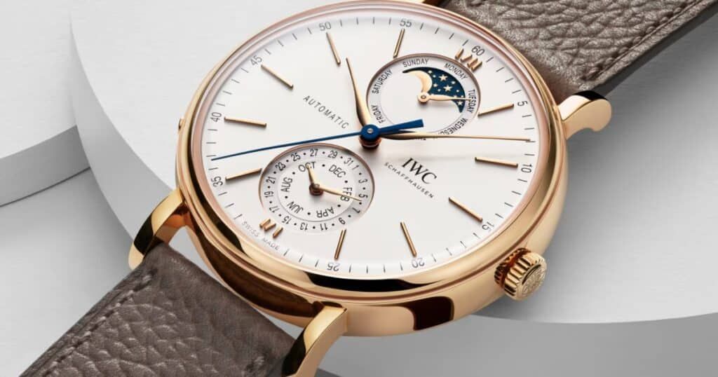IWC luxury watch representing heritage brand craftsmanship and iconic Swiss watchmaking design