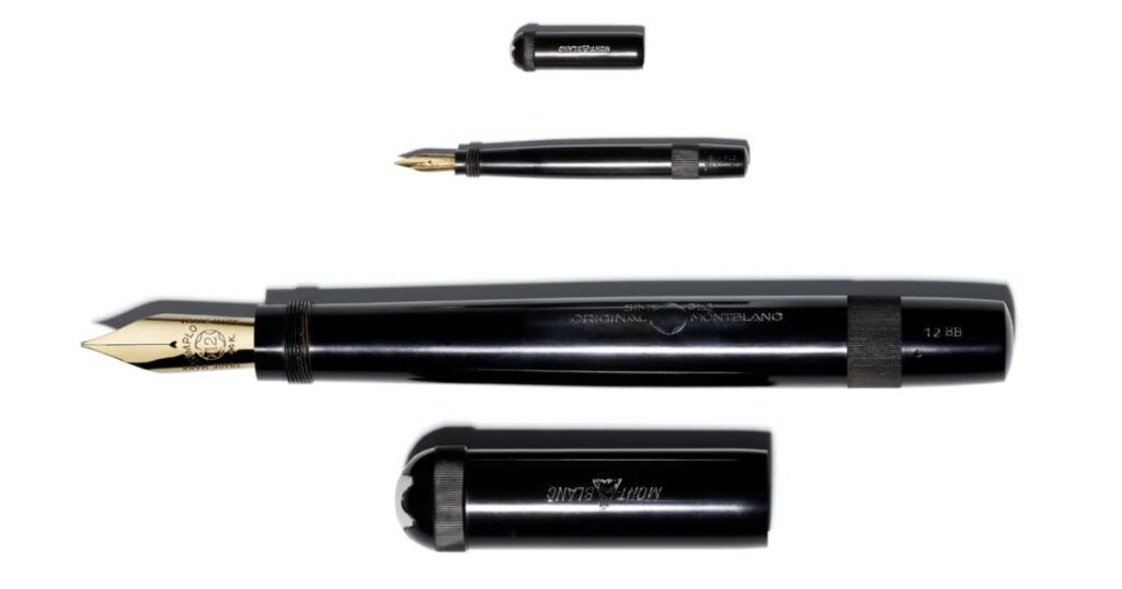 Montblanc white star logo across luxury watches, pens, and leather goods