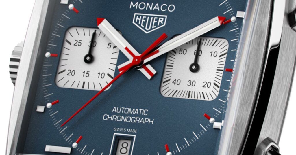 TAG Heuer Monaco Chronograph Racing Blue with sunray blue dial and square case