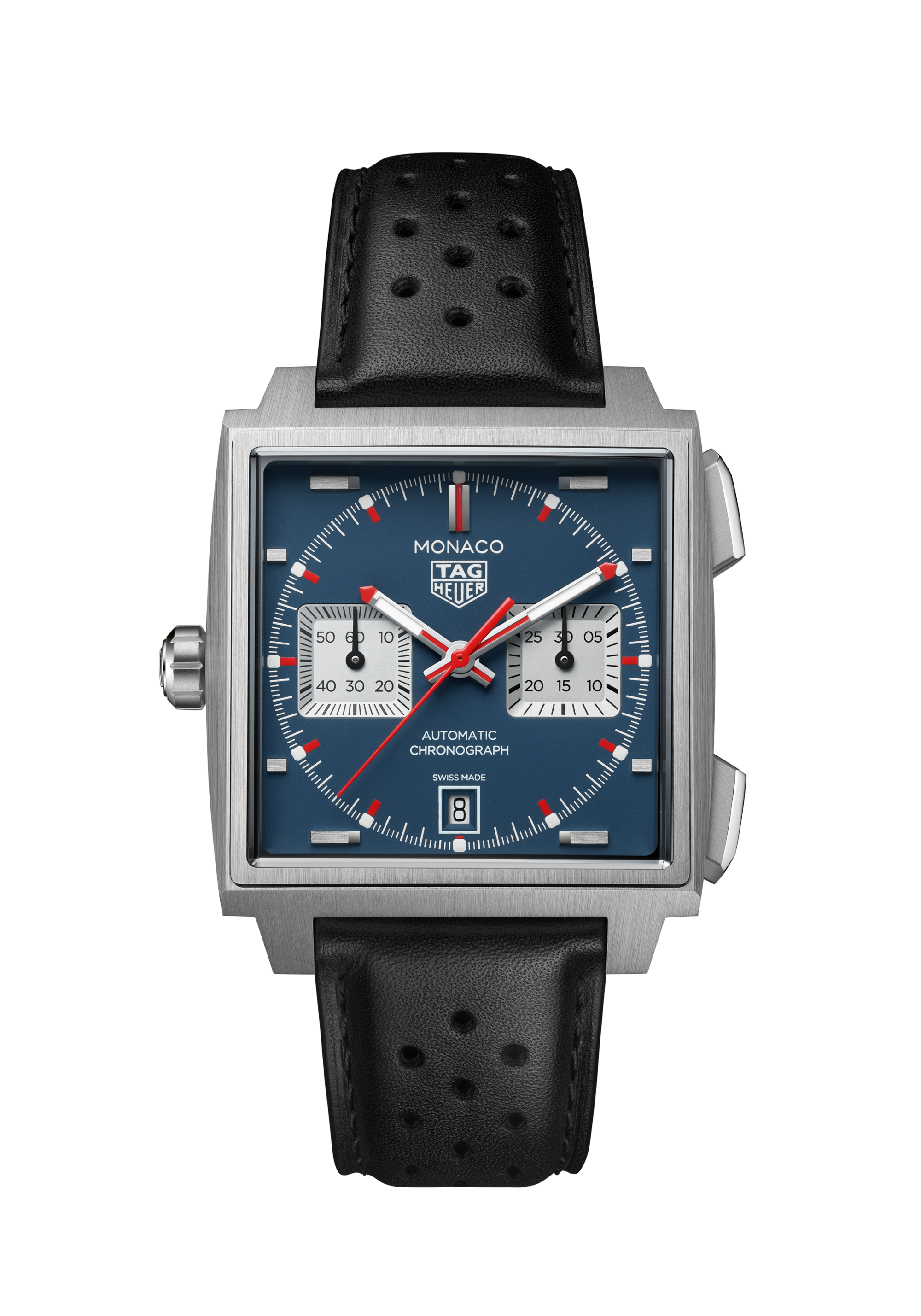 TAG Heuer Monaco Chronograph CDW2181.FC8360 titanium blue 39mm with left-side crown and TH20-11 movement