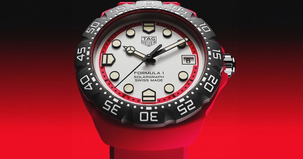 TAG Heuer F1 Solargraph collection displaying vibrant racing-inspired color editions