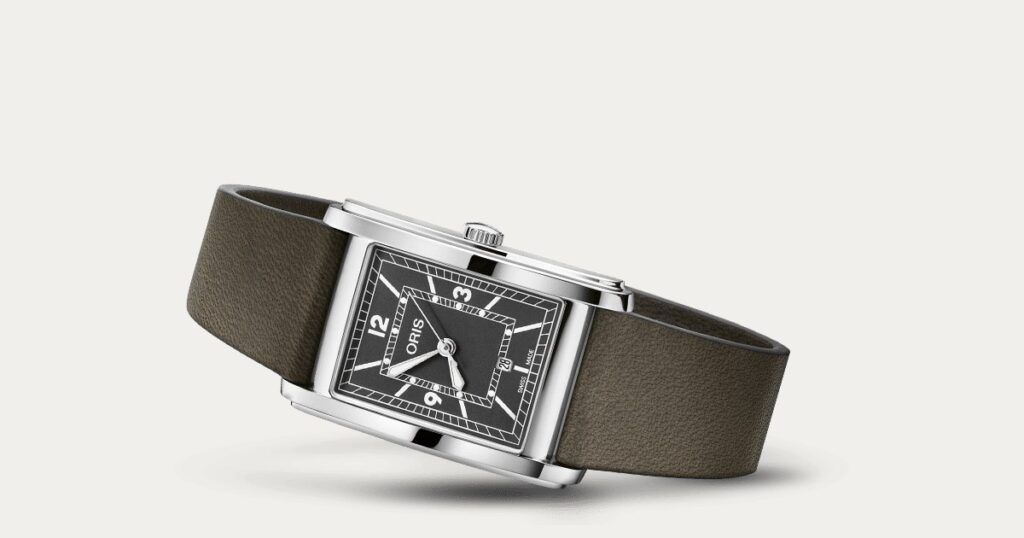 Oris Rectangular Art Deco dress watch with elegant geometric case design