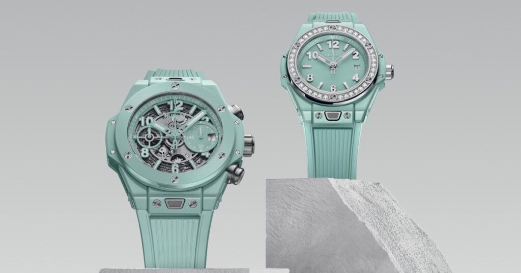 Hublot Big Bang Unico Mint Green ceramic watch with 42mm case and bold design