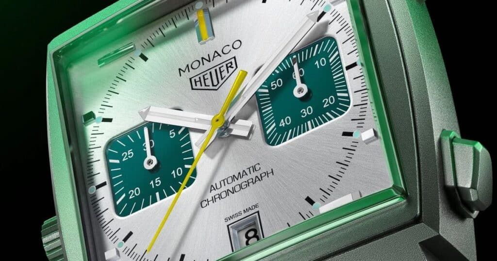 TAG Heuer luxury Formula 1 racing watch with chronograph on track background