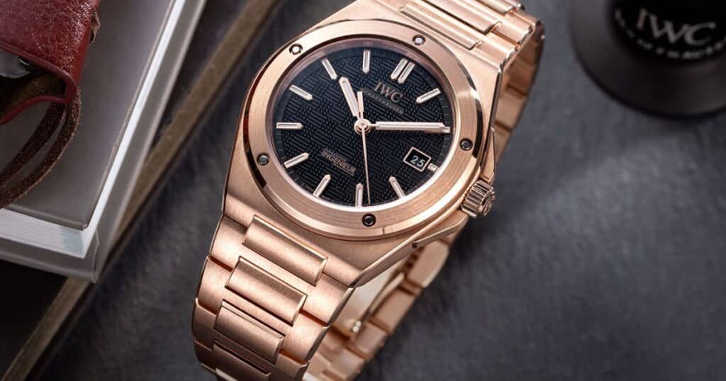 IWC Ingenieur Automatic 35 in 18K rose gold with black dial luxury timepiece