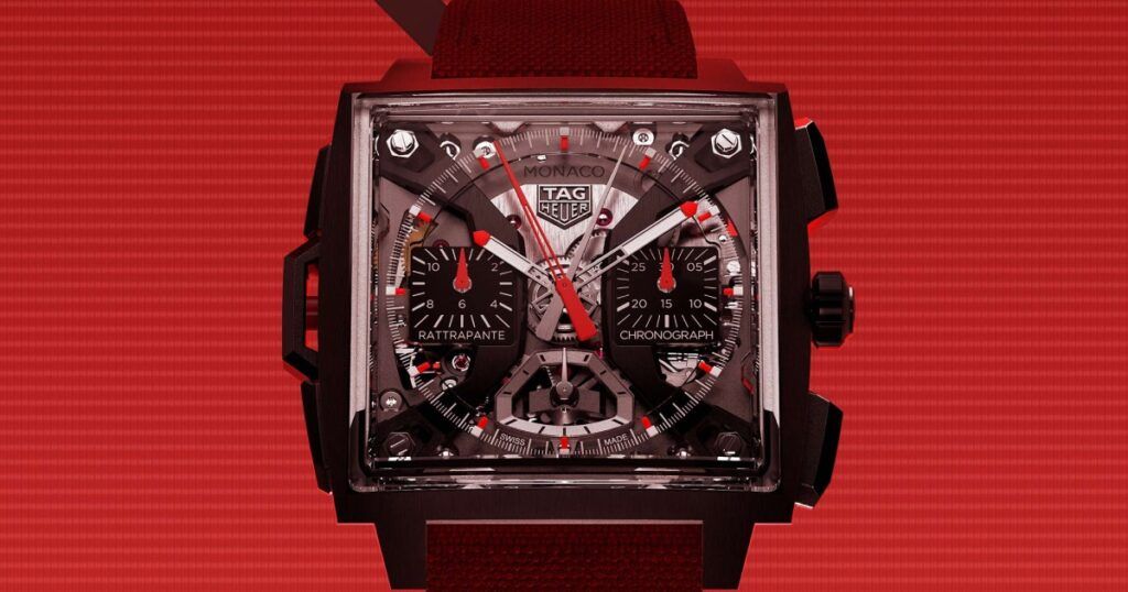 TAG Heuer Monaco Split-Seconds Chronograph F1 luxury racing watches collection display