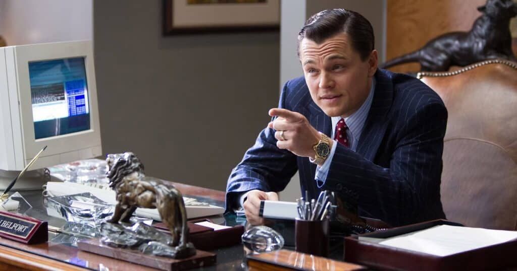 Leonardo DiCaprio wearing TAG Heuer luxury watch in Hollywood film scene