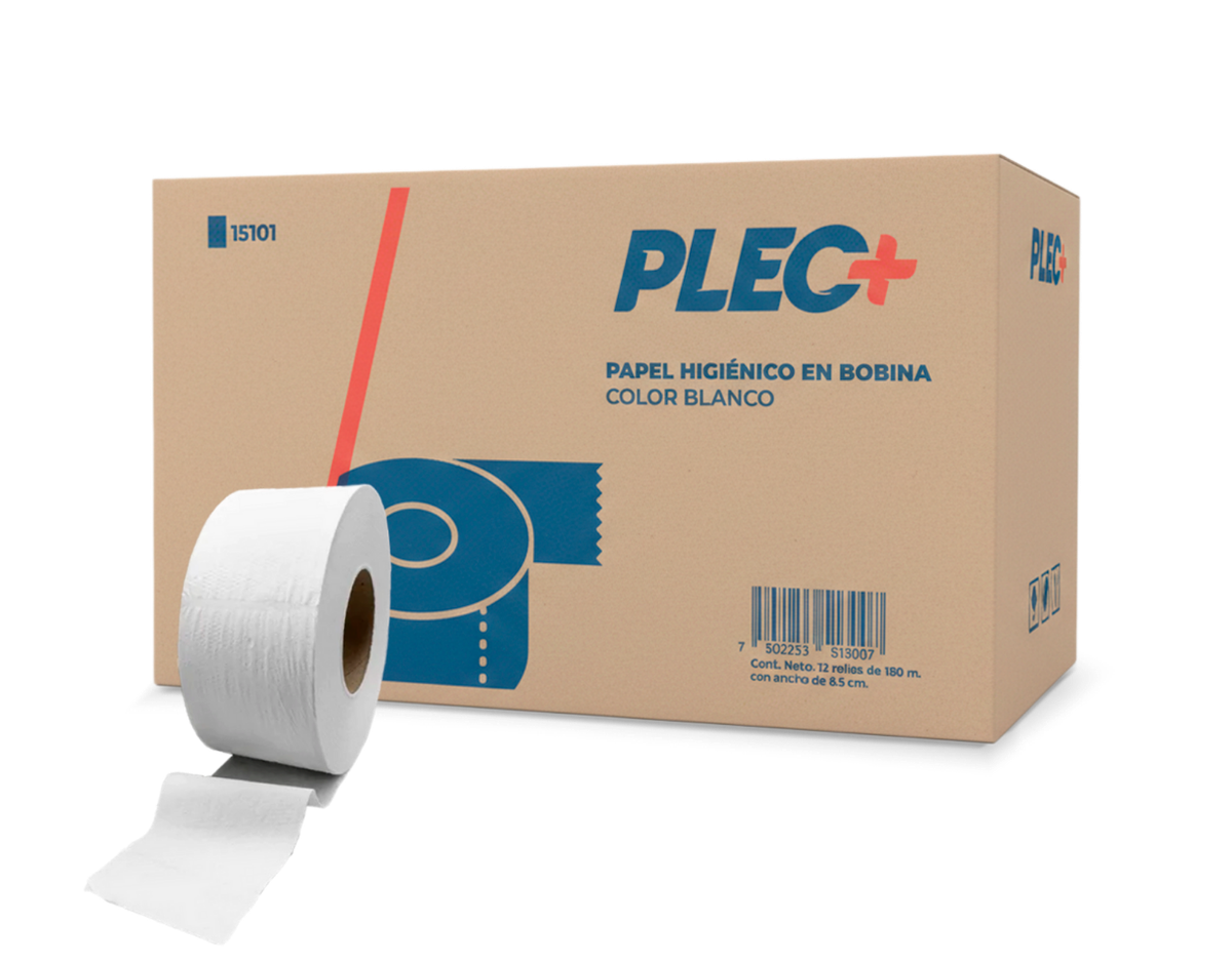Papel Higiénico PLEC. Papel en bobina color blanco