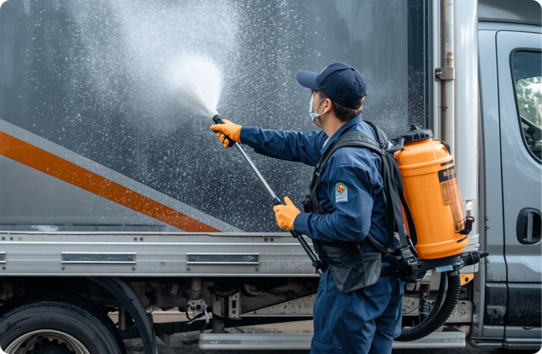 Lavado de unidades de transporte más eficiente: 60% menos agua