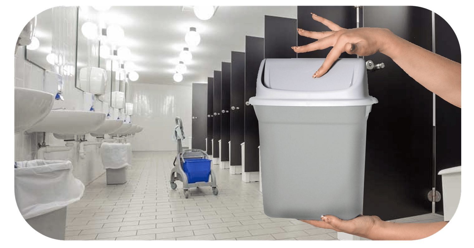 limpieza baños bote basura