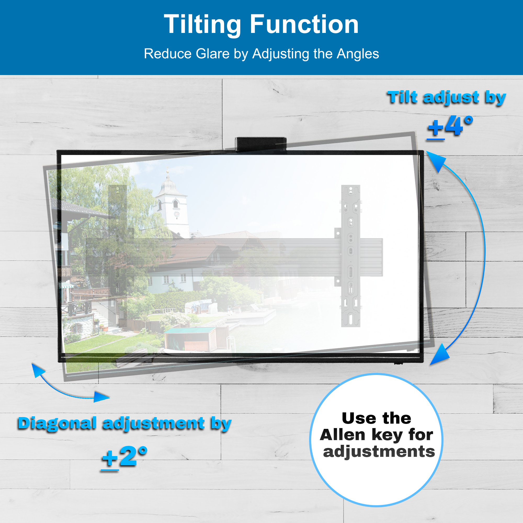 2×2 TV Video Wall Mount Kit for 32″-65″ Displays with Pop-Out Arms, Tilt and Leveling Adjustment