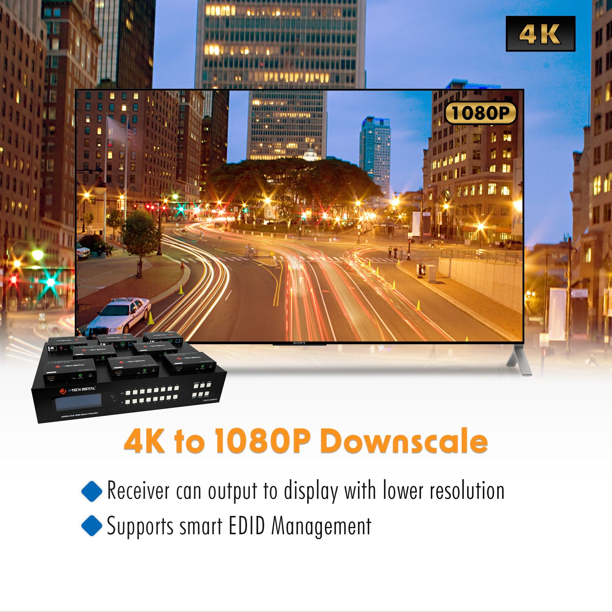 4K 60Hz 8x8 HDMI Matrix Extender Over Ethernet (213ft)