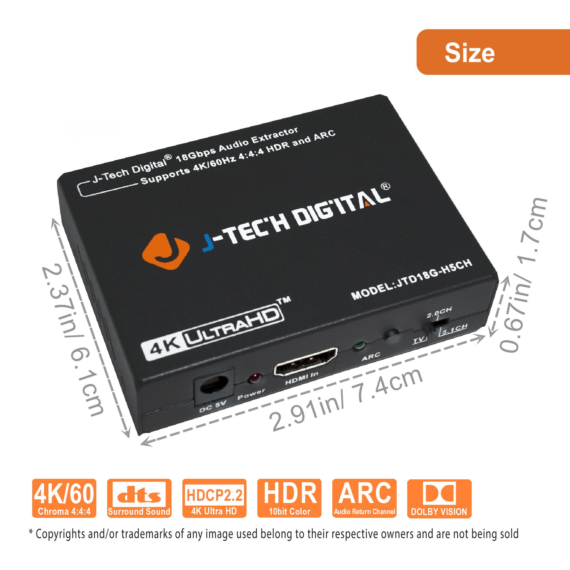 4K 60Hz HDMI Audio Extractor with HDMI-ARC Function