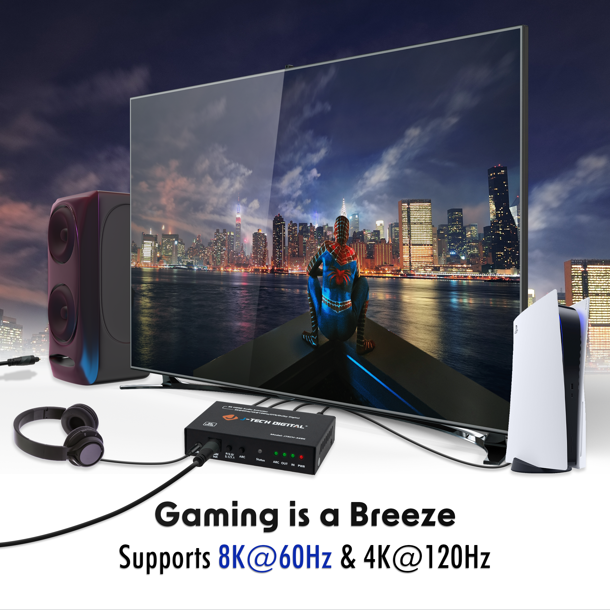 8K 60Hz HDMI Audio Extractor with HDMI-ARC Function