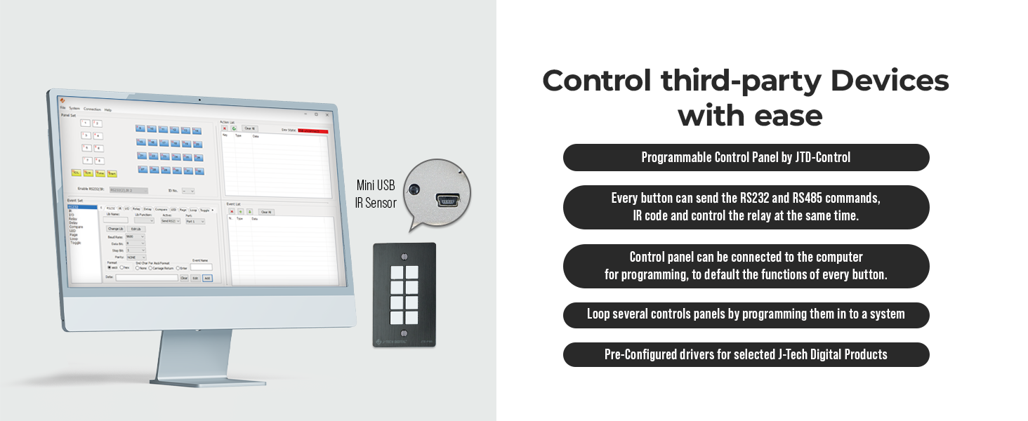 8-Button AV Control Panel Wall Plate with RS232 and IR 8-Button AV Control Panel Wall Plate with RS232 and IR