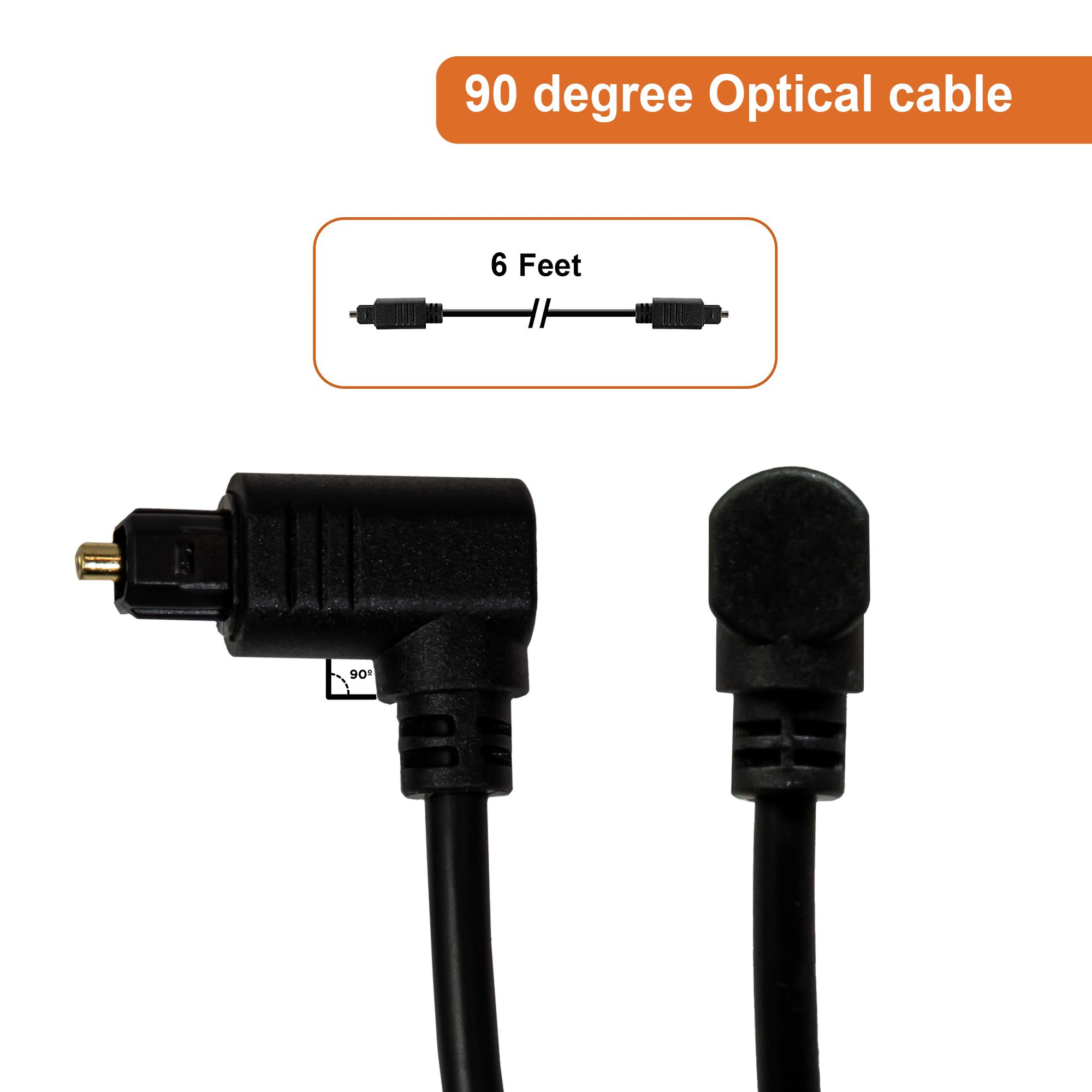 6ft Optical Cable with 90 Degree Angle Connection – Dolby Digital and DTS Support
