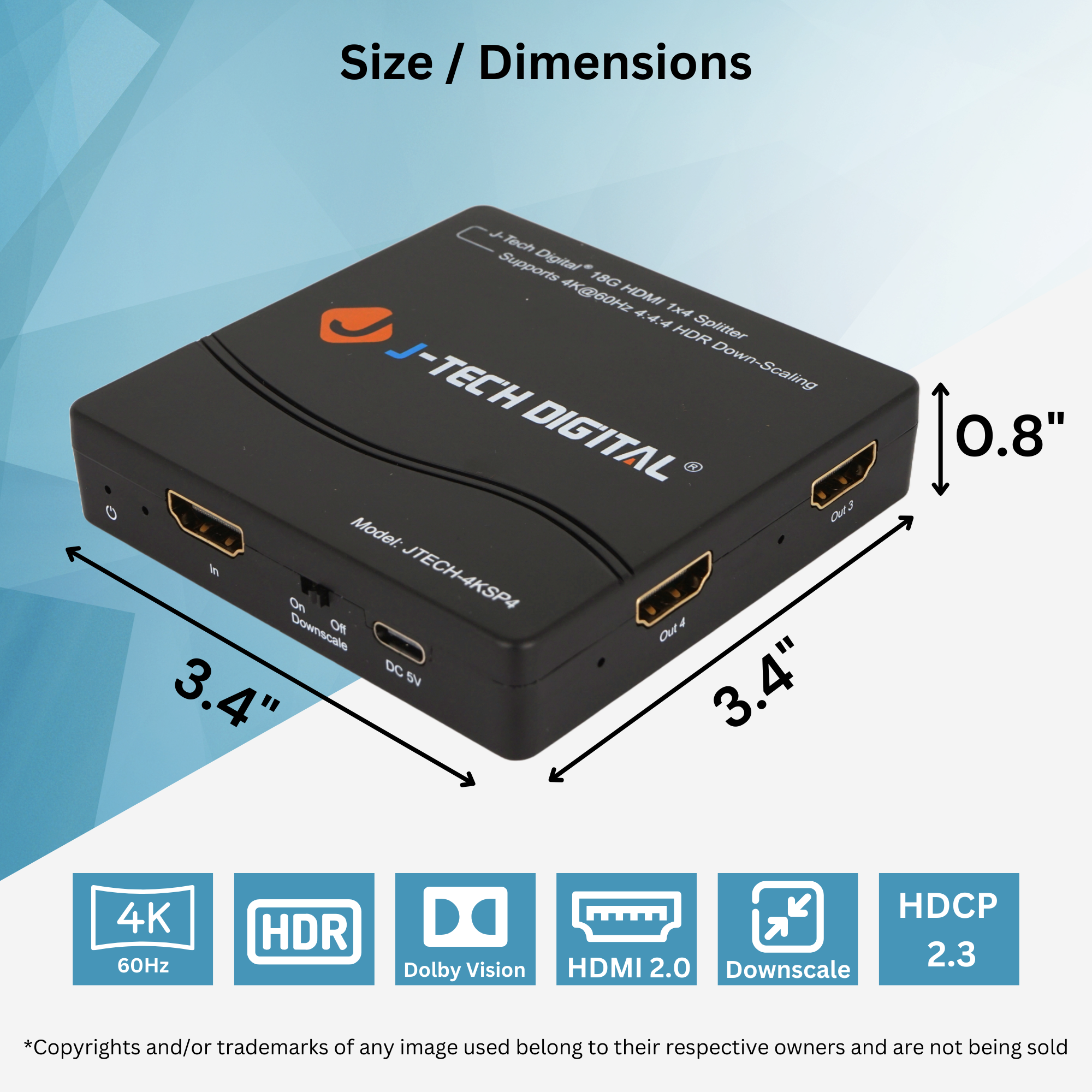 4K 60Hz 1x4 HDMI Splitter with Multi-Resolution Output (MRO) Function