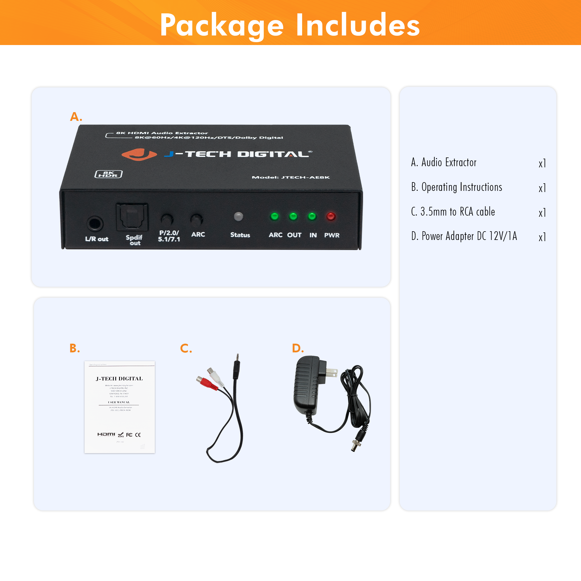 8K 60Hz HDMI Audio Extractor with HDMI-ARC Function