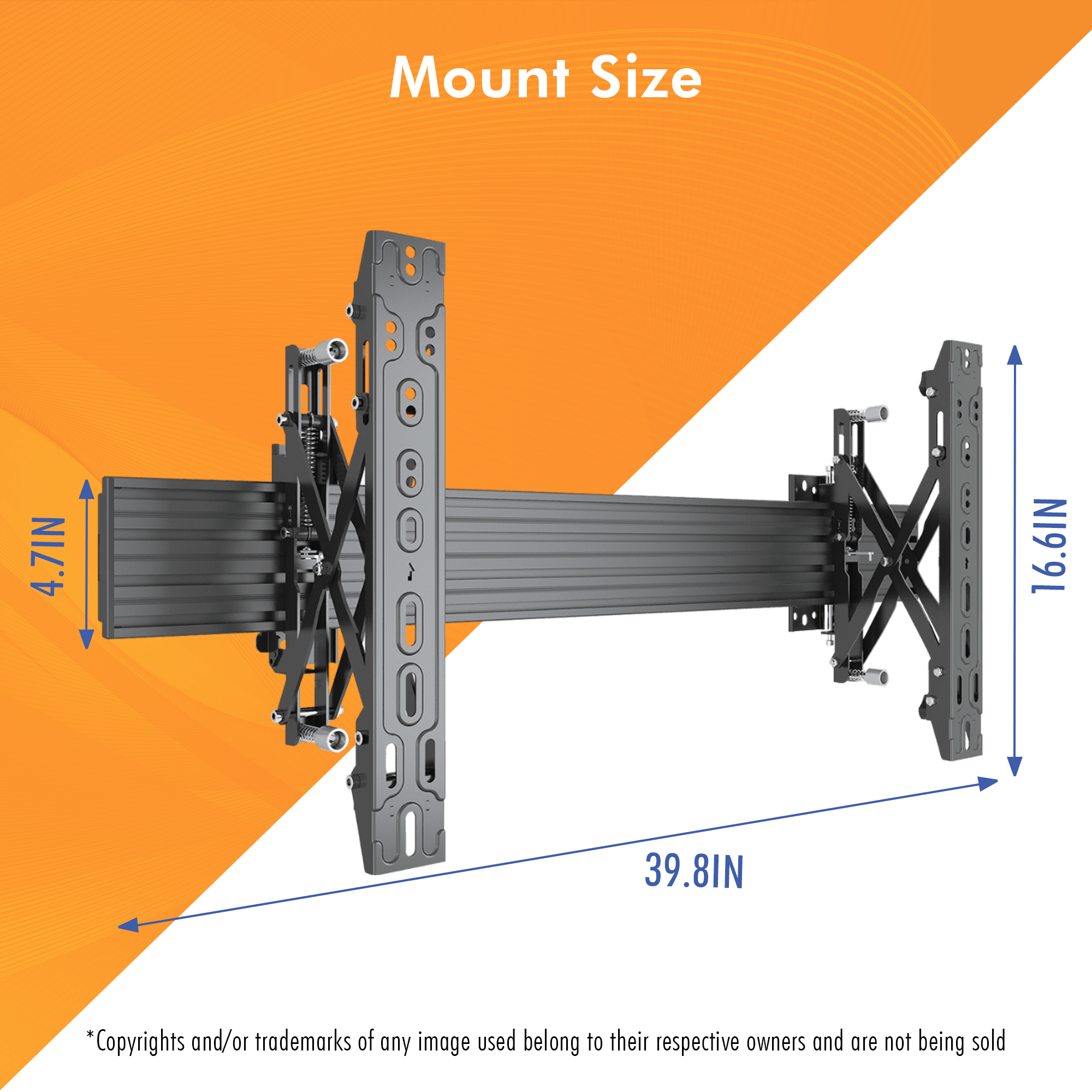 TV Video Wall Mount Kit 1000mm with Push-In Pop-Out Arms and Adjustable Tilt