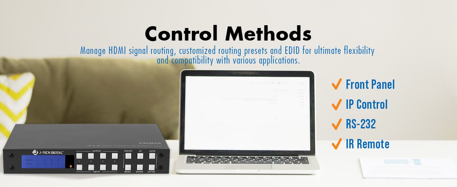 4K 60Hz 4x4 HDMI Matrix Switch with Audio De-Embedding