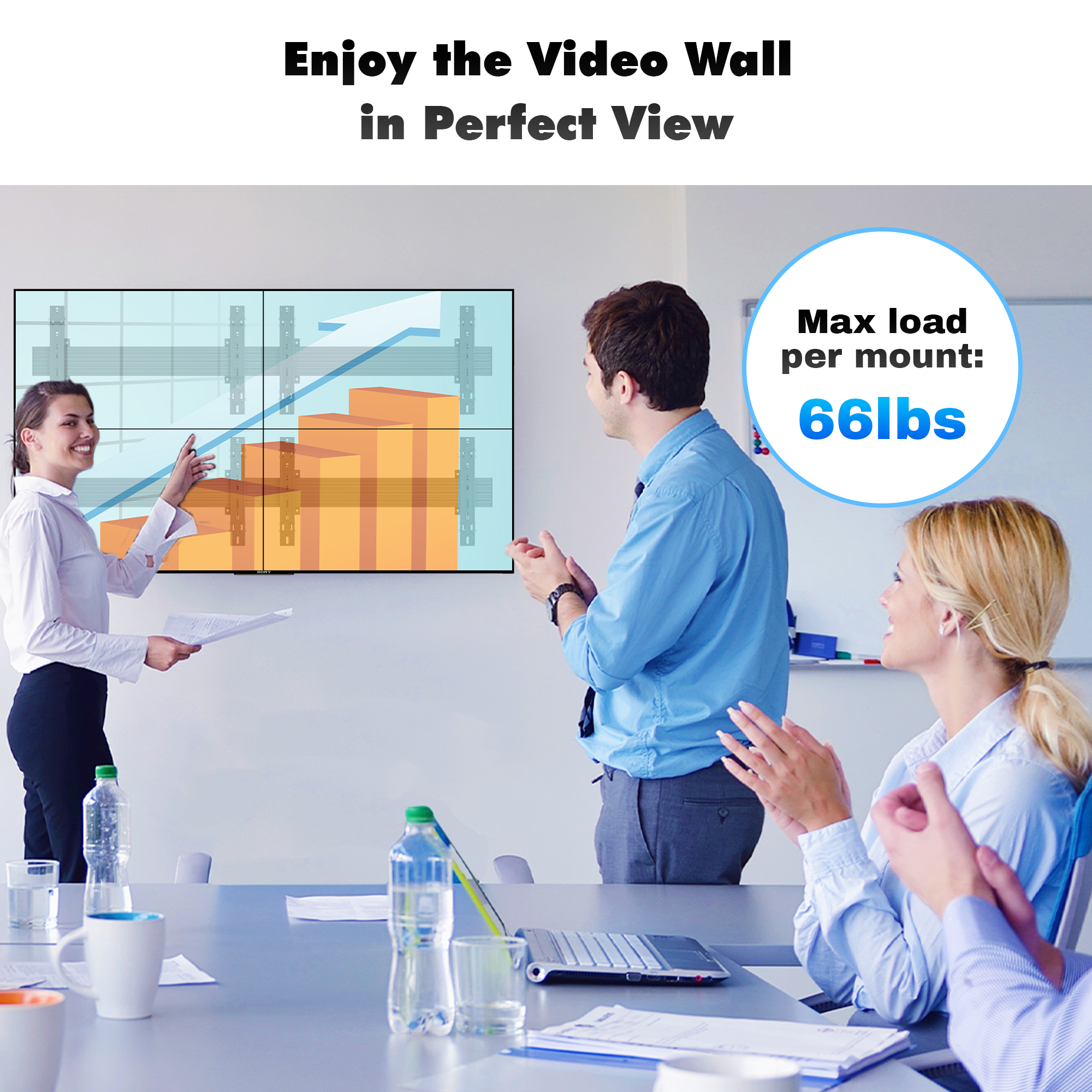 TV Video Wall Mount Kit 1000mm with Push-In Pop-Out Arms and Adjustable Tilt