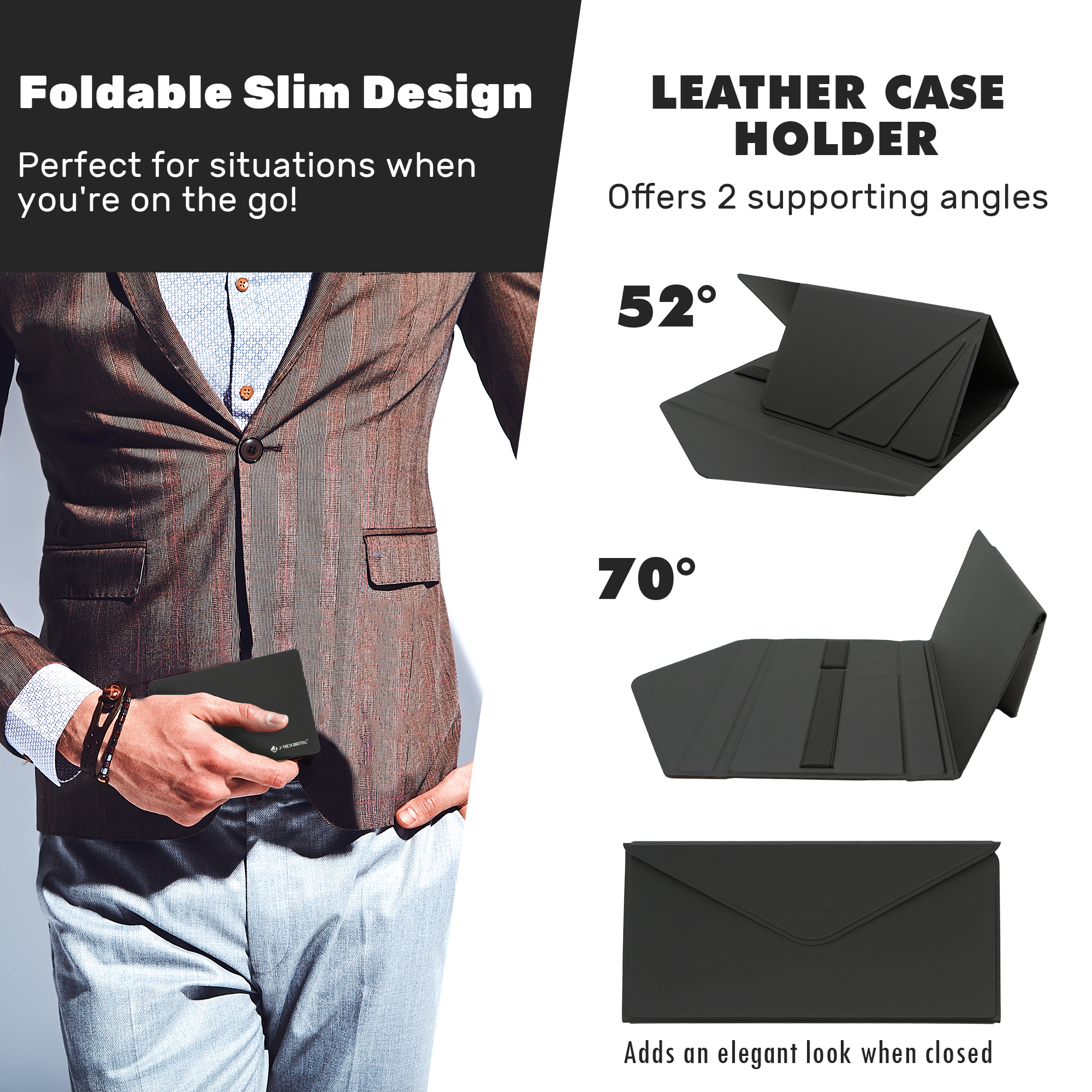 Foldable Bluetooth Keyboard and 2-in-1 Sliding Wireless Mouse – Multi-Device, Compact, and Portable with Leather Case