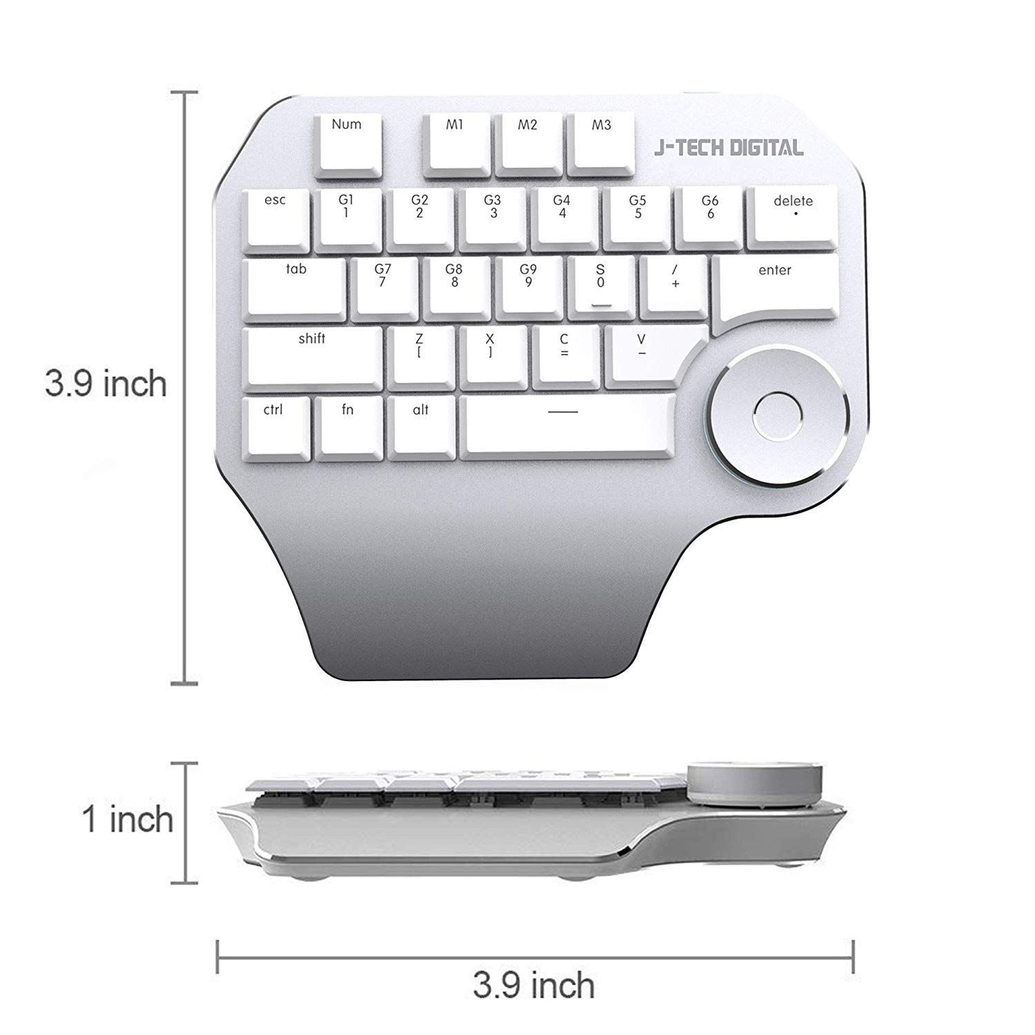 Mechanical Keyboard Keypad for Designers – Backlit, Multi-Function Dial and 3 Shortcut Groups (White)