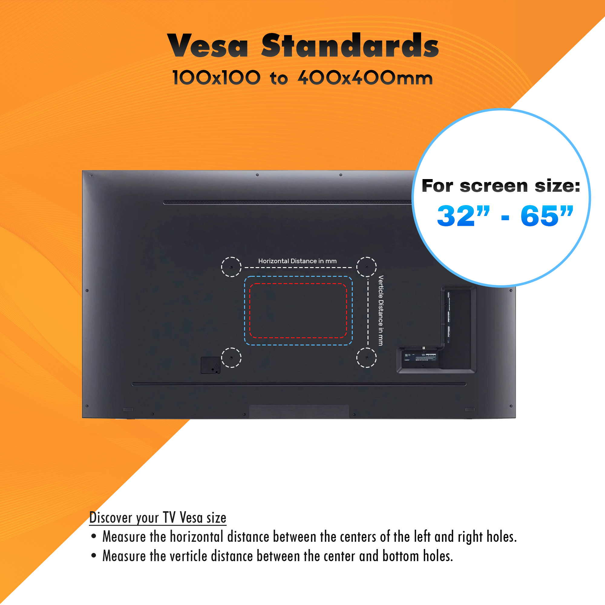 TV Video Wall Mount Kit 1000mm with Push-In Pop-Out Arms and Adjustable Tilt