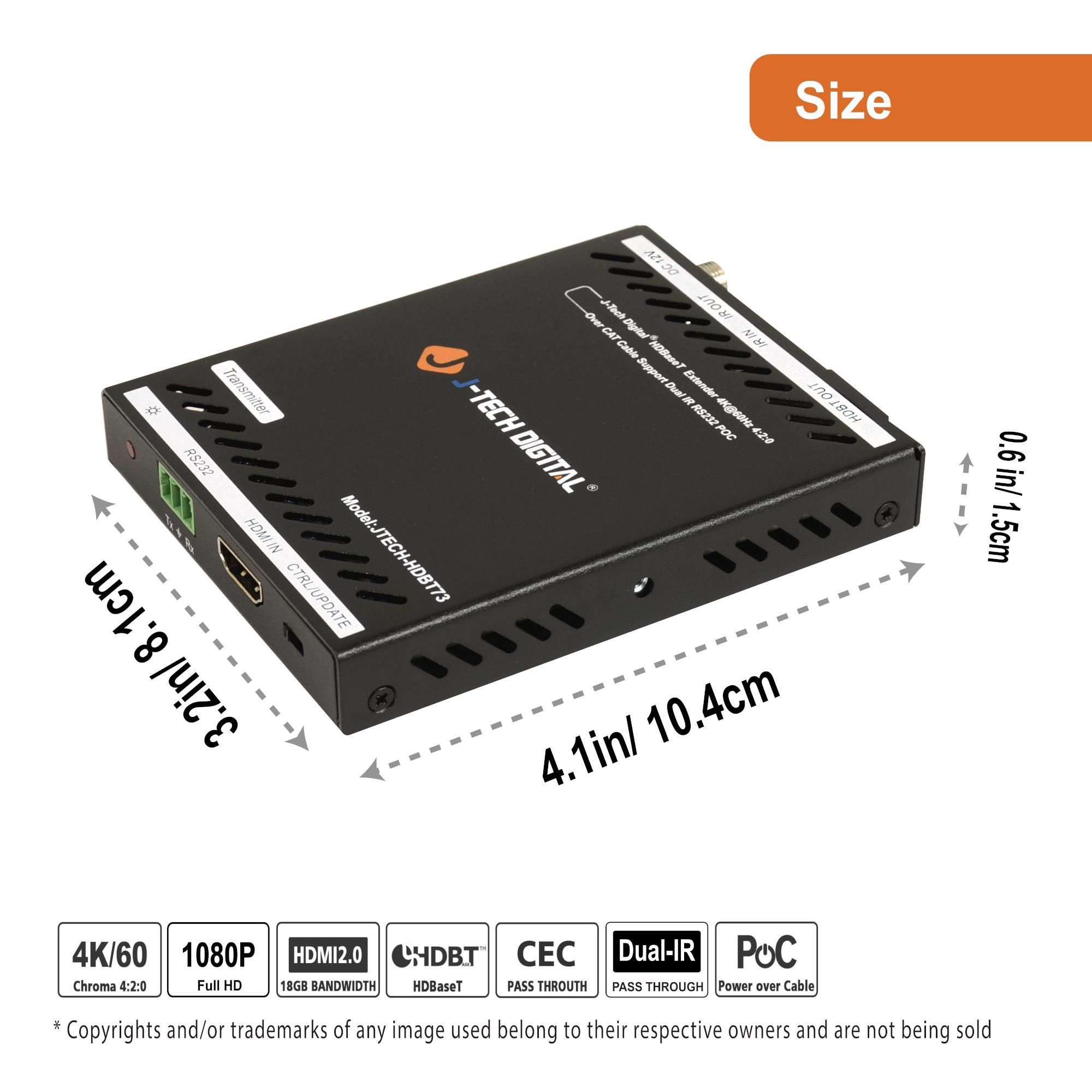 4K 60Hz (4:2:0) HDBaseT HDMI Extender Balun Over Ethernet (130ft)