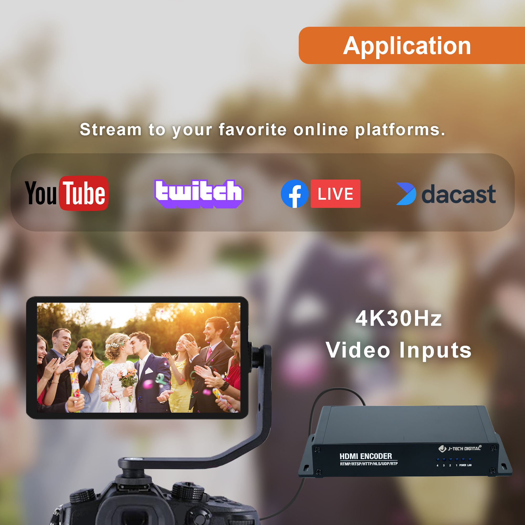 4K 30Hz HDMI H.264/H.265 Encoder Livestream with Audio Embedding