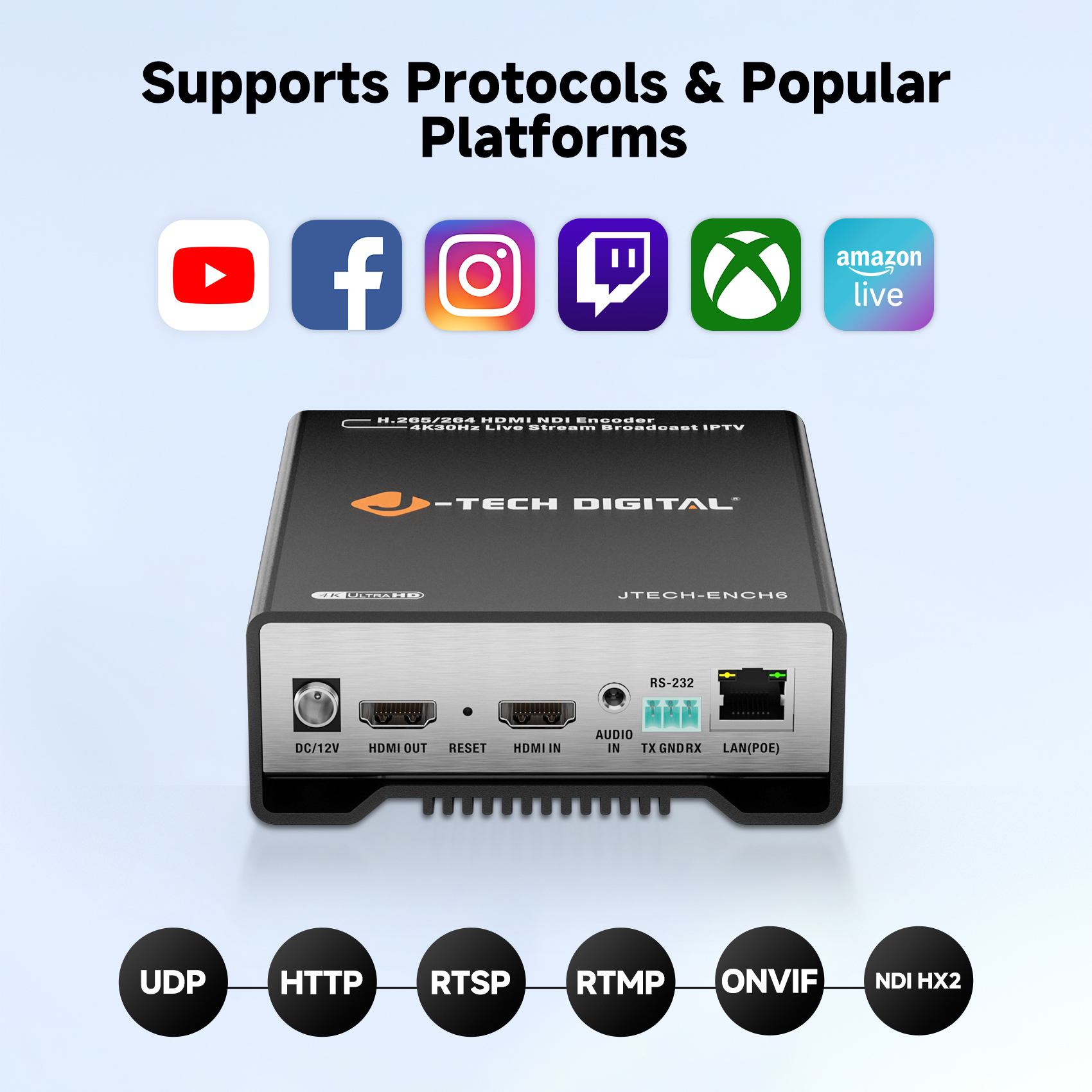 4K 30Hz H.264 H.265 Livestream HDMI Encoder with NDI & PoE