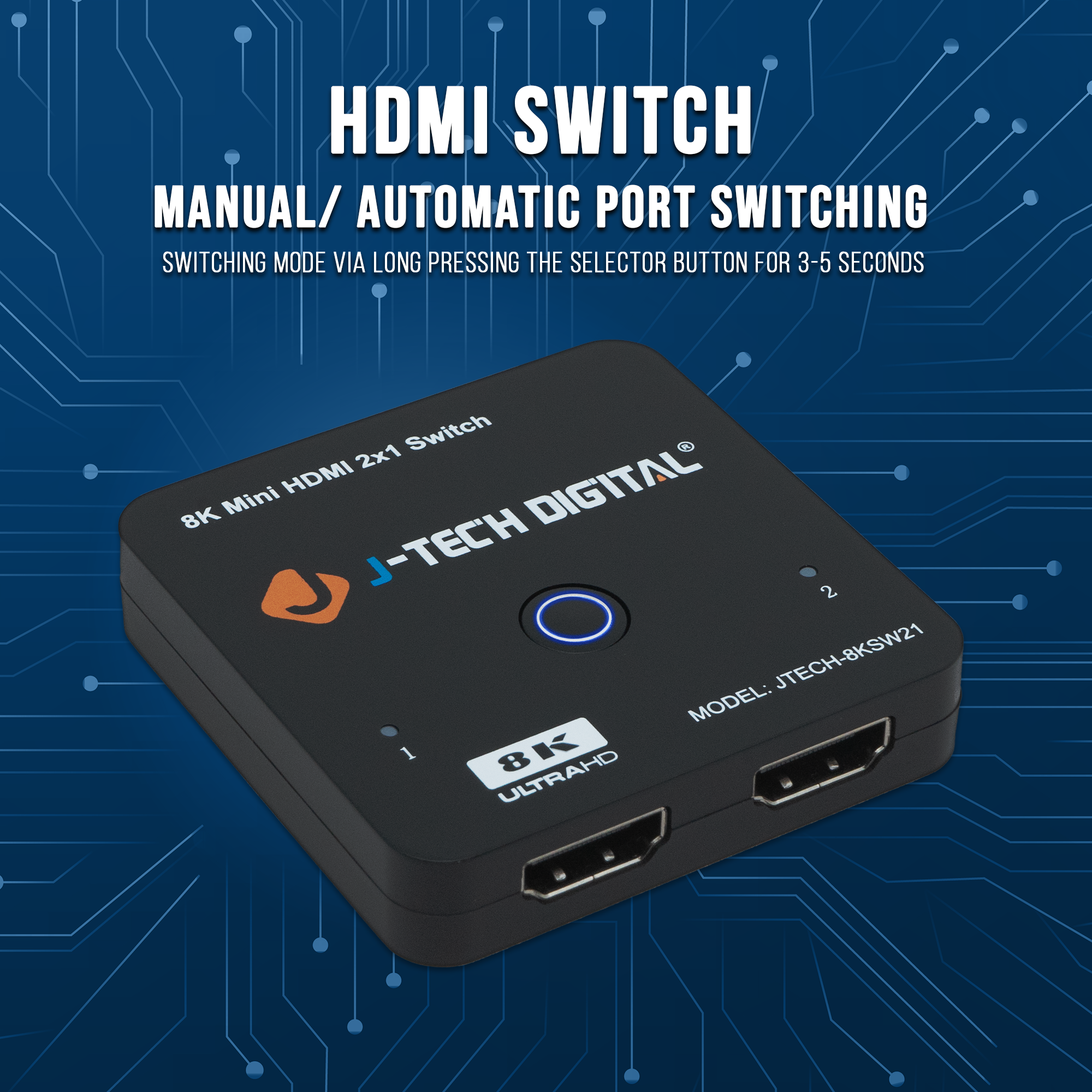 8K 60Hz 2x1 HDMI Switch - Supports HDR, 4K 120Hz