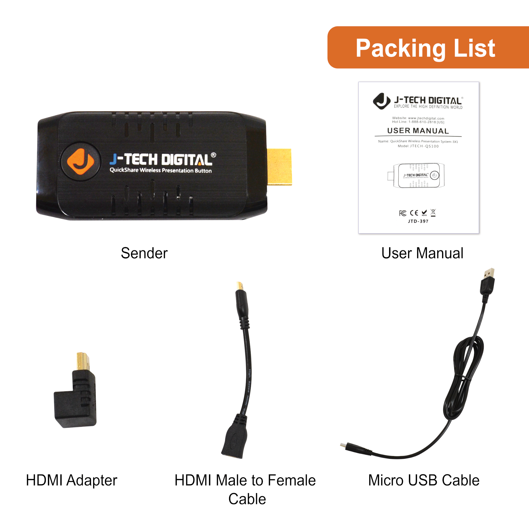 1080P 60Hz Quick Share Wireless Presentation System (Transmitter Only)