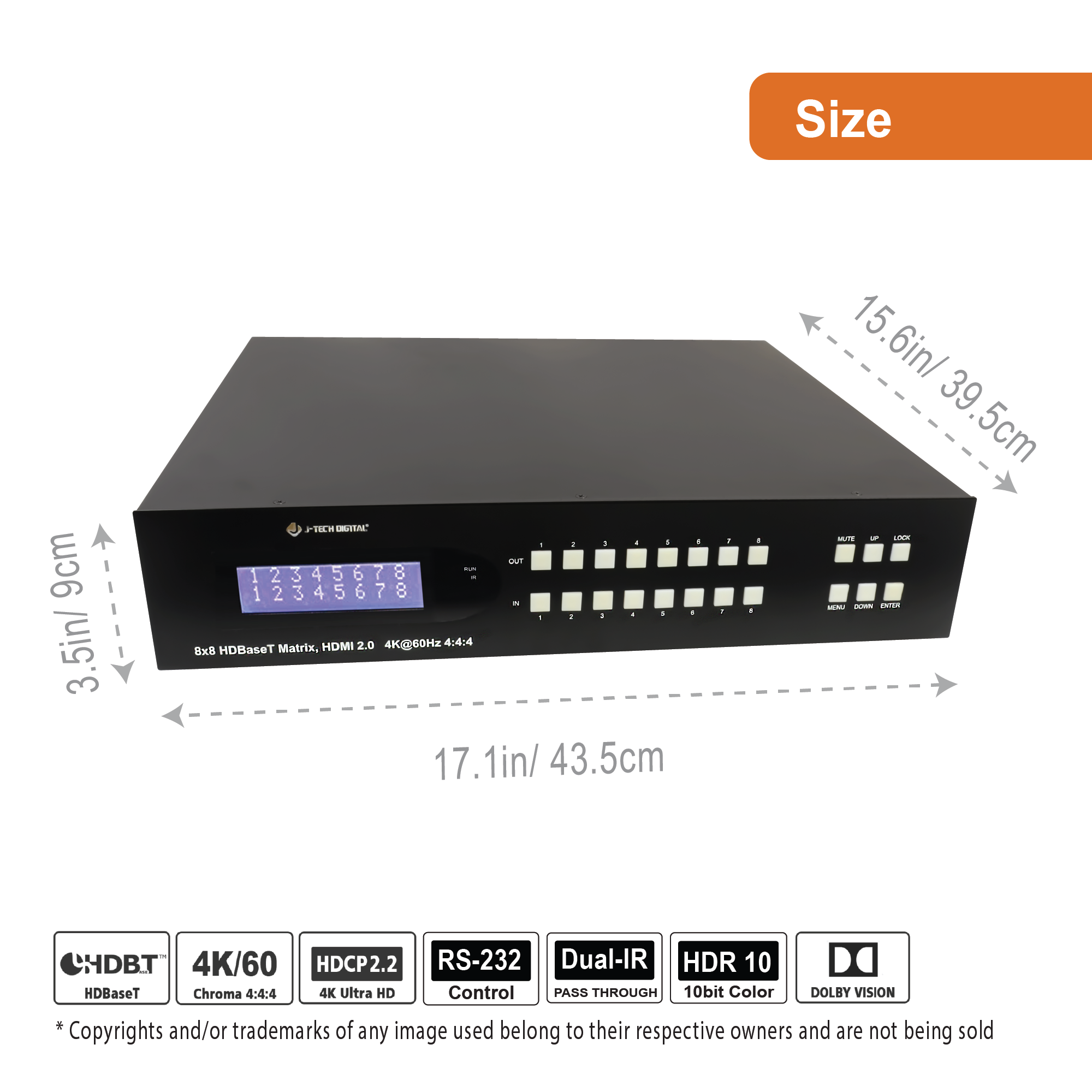 4K 60Hz 8x16 HDMI Matrix Extender with PoC (130ft)